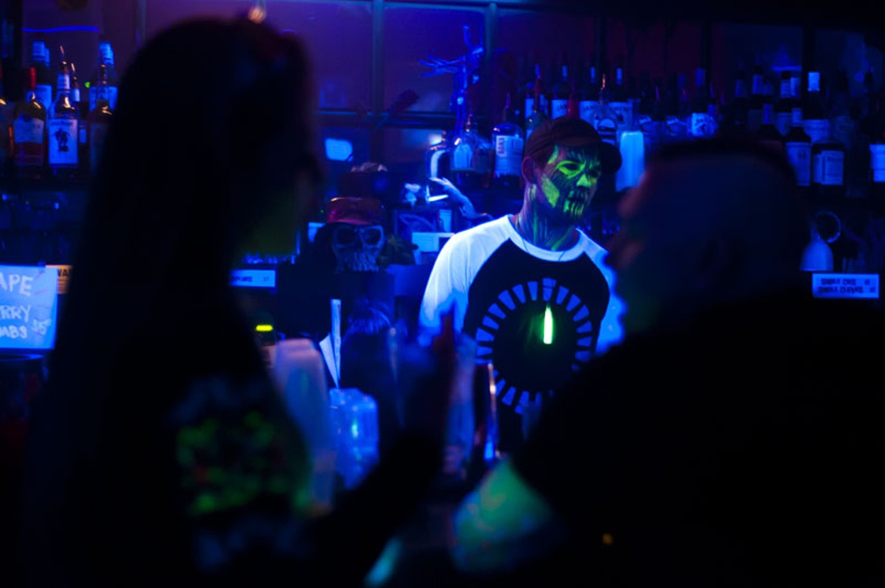 Bartenders and employees also sported glow-in-the-dark looks at the Crack Fox on Saturday night.
