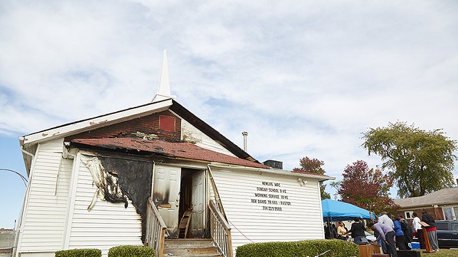 The New Life Missionary Baptist Church, the site of the fifth church fire in two weeks.