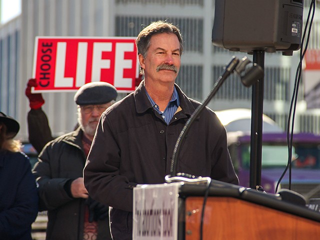 Republican state Senator Mike Moon (R-Ash Grove), at an anti-abortion rally in St. Louis in 2021.