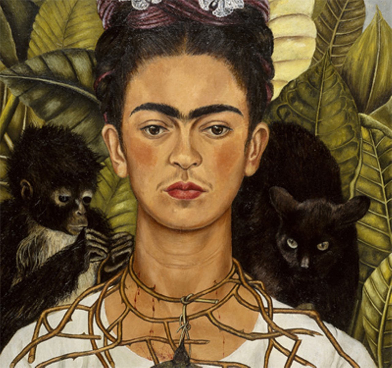 Surrealist Mexican painter Frida Kahlo (1907-1954), who often painted self-portraits that expressed her pain and sexuality.