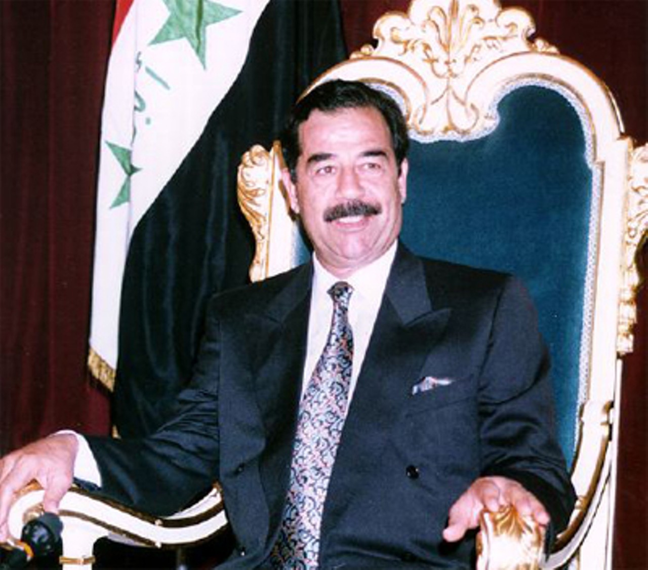 Dictators and mustaches have been connected throughout the years. Here's Saddam Hussein.