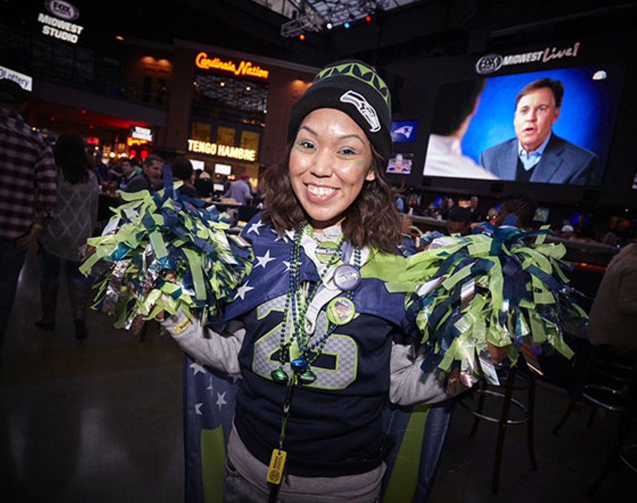 Marcy Williams, originally from Seattle, came from O'Fallon Illinois to support the Seahawks.