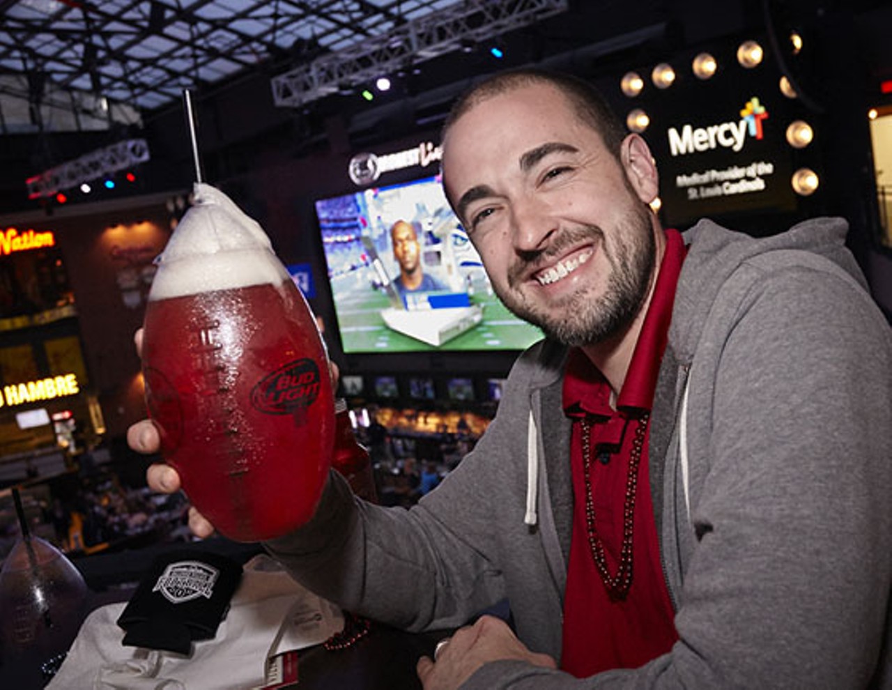 Kyle Sutherland shows RFT how you drink for the Superbowl. In a football, duh.