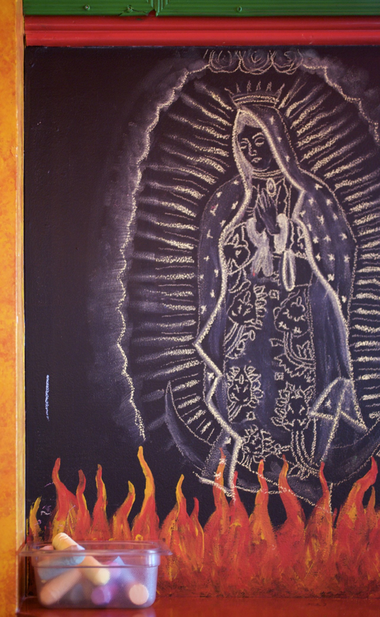 Really, would the d&eacute;cor be complete without the Virgin de Guadalupe?