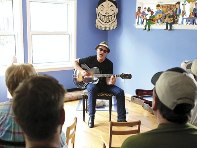 Marshall Crenshaw playing one of Rick Wood's "Wood House Concerts."
