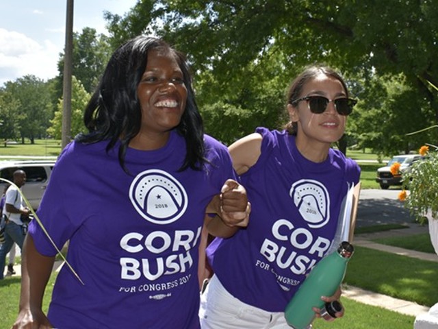 Can Cori Bush, shown campaigning in 2018 with Alexandria Ocasio-Cortez, win the rematch with Rep. Lacy Clay?