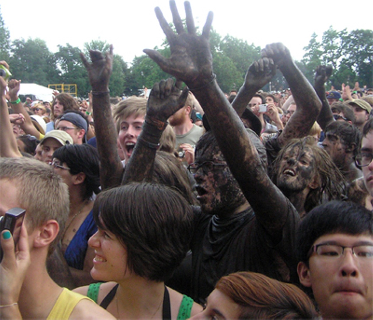 Mud was a surging fashion trend at Pitchfork Music Festival '08, a style that guaranteed a conspicuous presence in any audience. Downfall: You're not getting into VIP, you're not getting into most merch tents and you're not getting to flirt with anyone -- unless they are also covered in mud.
Click here for set reviews and  more photos from Pitchfork '08.