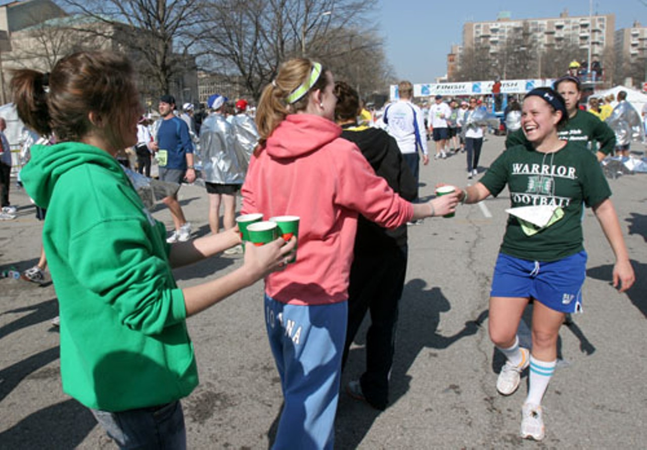 More than 1,500 volunteers helped out throughout the marathon course, including handing out water and Gatorade to runners after completing the race.