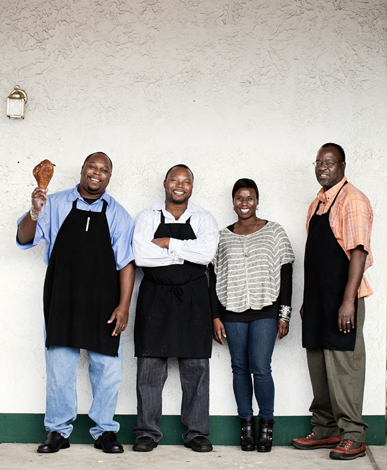 Family-owned Gobble Stop Smokehouse is: co-owners DeMones and DeMarco Howard; head of PR and marketing, Mika Howard; and cook Michael Williams.