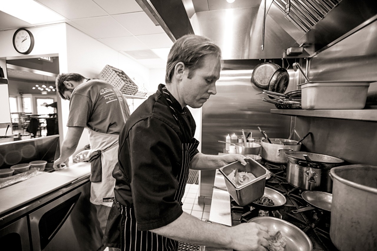 Ben Anderson, chef/owner of Grapeseed, in the foreground, along with chef de cuisine, Jonathan Olson.