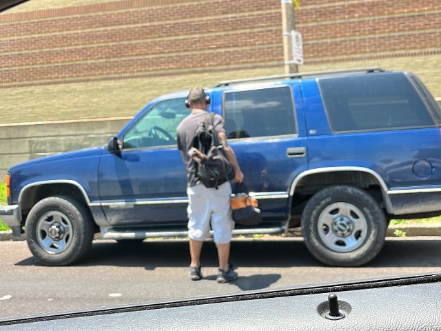 Photo of alleged scrap thief caught in the act by security at the old St. Alexius Hospital's Jefferson Campus.