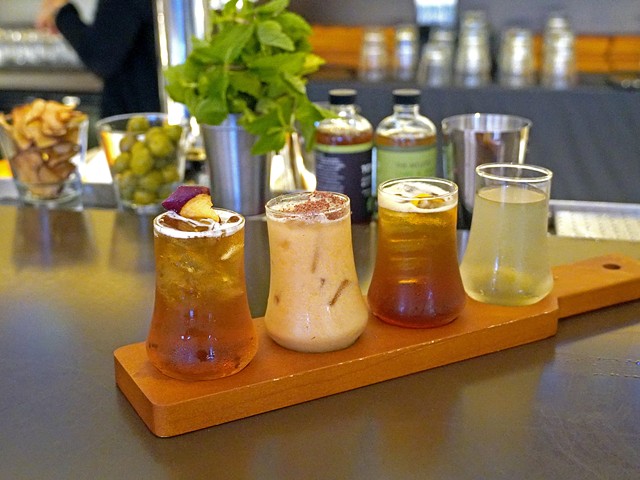 A flight of alcohol-free cocktails from Sans Bar STL