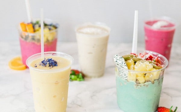 A selection of smoothies and smoothie bowls from Hello Juice.