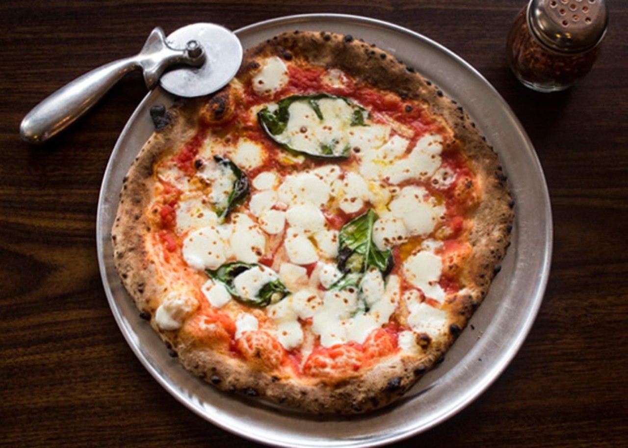 Pizzeoli
1928 S. 12th St.
St. Louis, MO 63104
(314) 449-1111
This wood-fired Neapolitan pizza is a must-try in Soulard. Everything from the dough to the cheese is made fresh and in-house. Founder Scott Sandler also started Pizza Head on South Grand; he later to sold Pizzeoli to new owners, who added meat-based options. Photo by Mabel Suen.