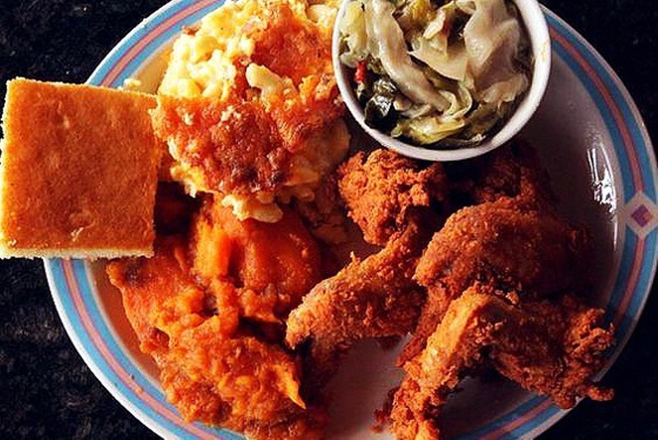 Sweetie Pie's
3643 Delmar Blvd. 
St. Louis, MO 63108
(314) 932-5364
Sweetie Pie's "Mississippi Style Cookin'" is the definition of soul food. Many St. Louisans swear by Sweetie Pie's mac and cheese, so of course you need to give it a try. Fun fact: Robbie Montgomery, the co-founder of Sweetie Pie's, used to be a backup singer for Ike and Tina Turner. Photo by Sarah Rusnak.