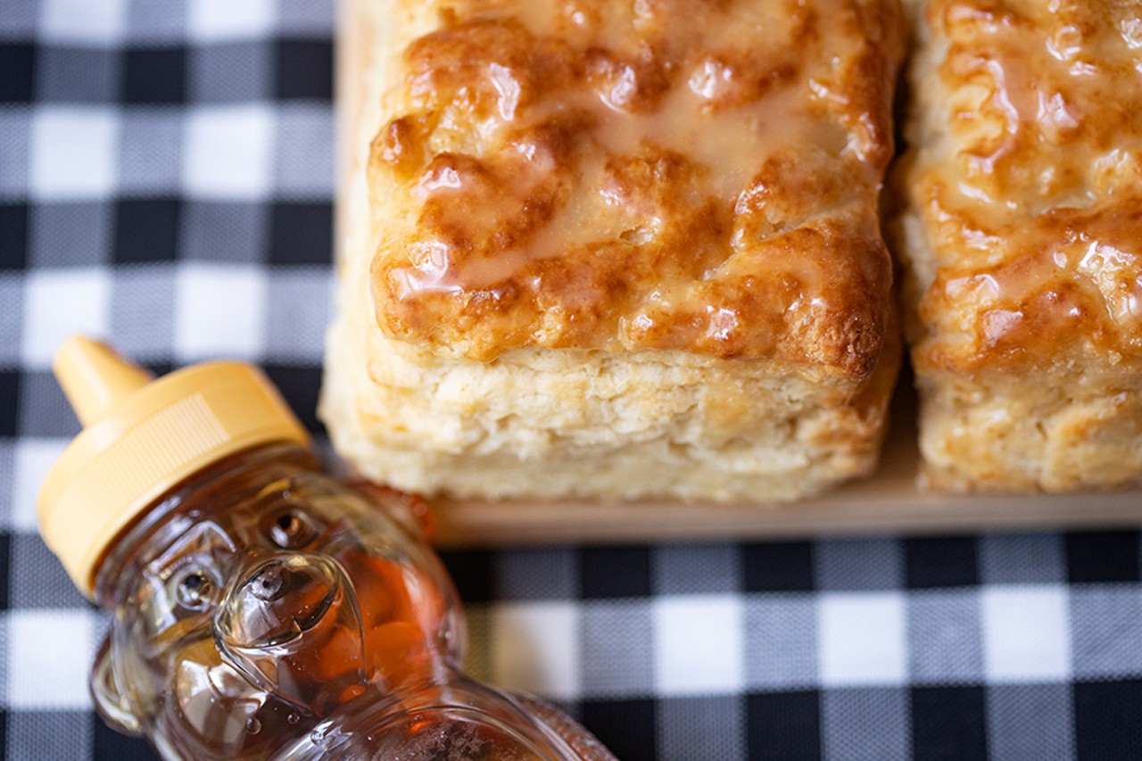 Honey Bee's signature original biscuit is glazed in honey.