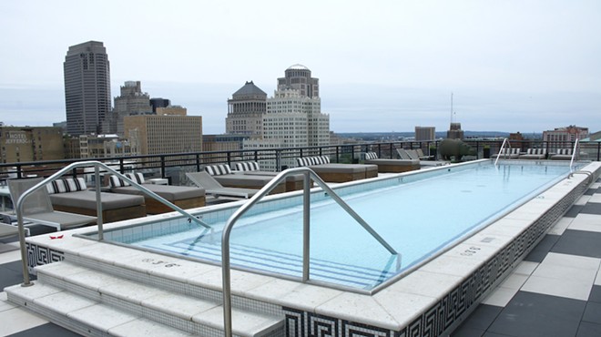 The rooftop pool at the Last Hotel.