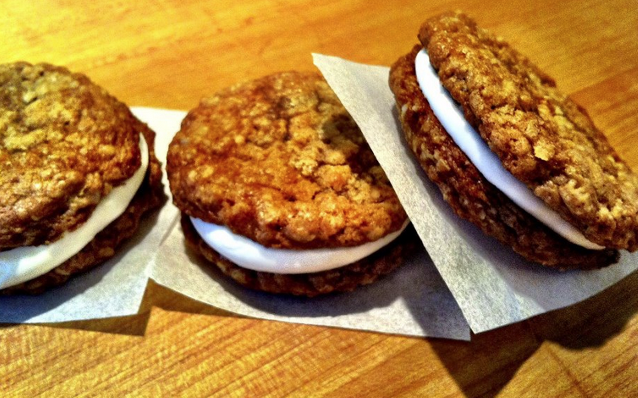 10. The Oatmeal Cream Pie at Pint Size Bakery & Coffee
The oatmeal cream pie at self-described "punk-rock grandma" Christy Augustin's tiny bakery are two oatmeal cookies, delightful on their own, sandwiched around a layer of marshmallow-fluff buttercream that will kick your brain into Proustian nostalgia overdrive.