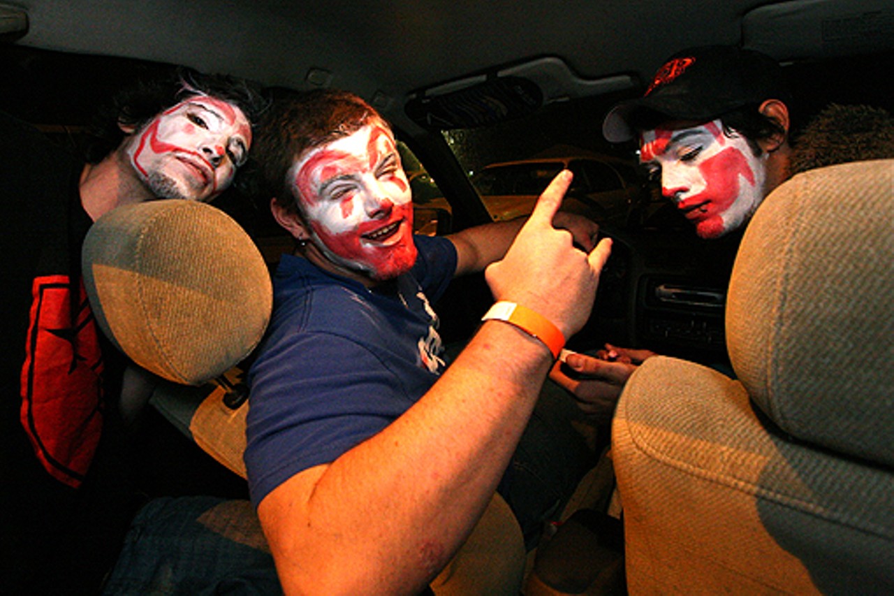 Cameron, Brad and Zach hang out in their car before the show.