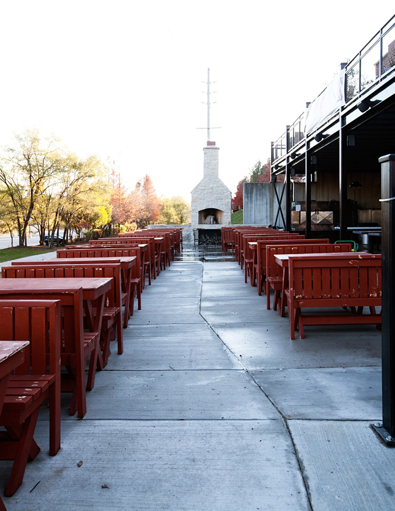 Part of the large outdoor-seating area at Hendricks BBQ.