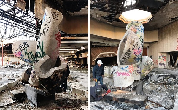 The concrete “swirl” sculpture was defaced and nearly destroyed — but some people were determined to save it.