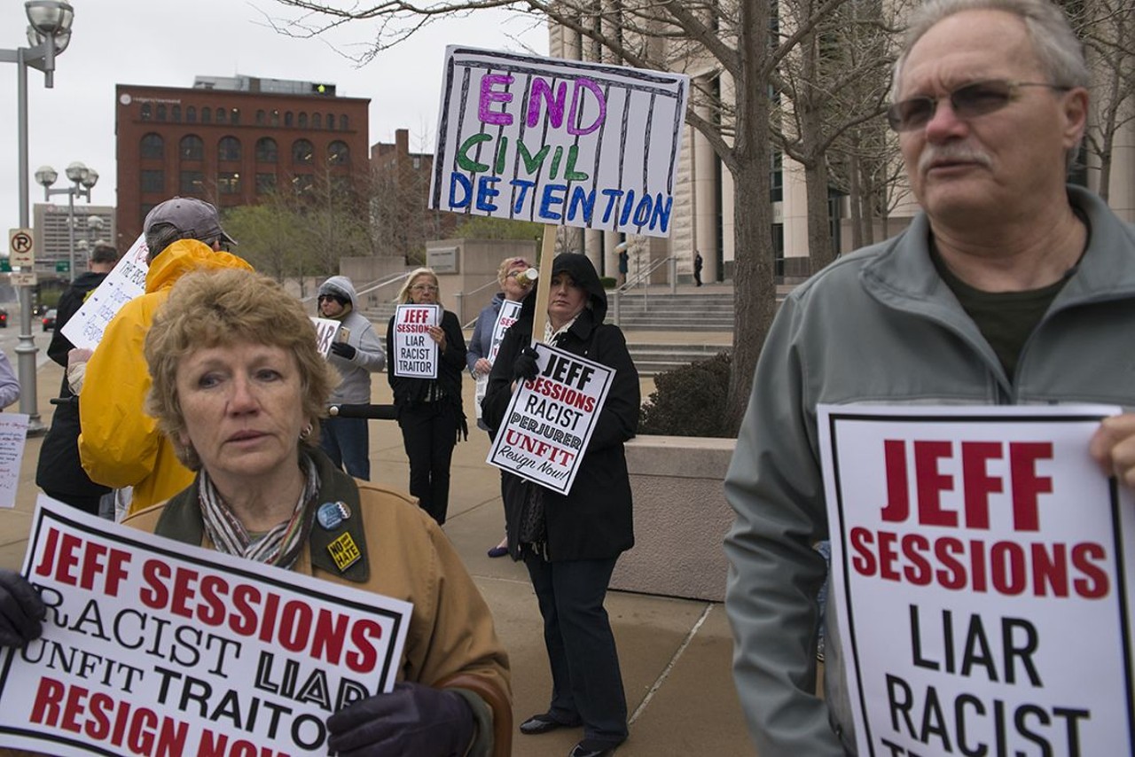 Jeff Sessions' St. Louis Visit Brings Protesters to Federal Courthouse