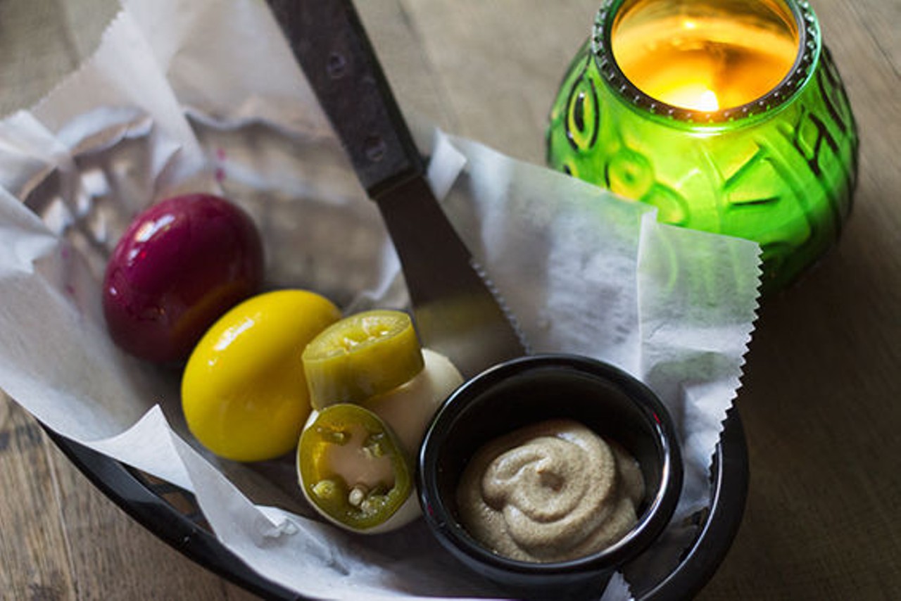At the Fortune Teller Bar on Cherokee: A housemade pickled-egg basket: beet, curry and jalapeno. See more photos from the Fortune Teller Bar on Cherokee. Photo by Mabel Suen.
