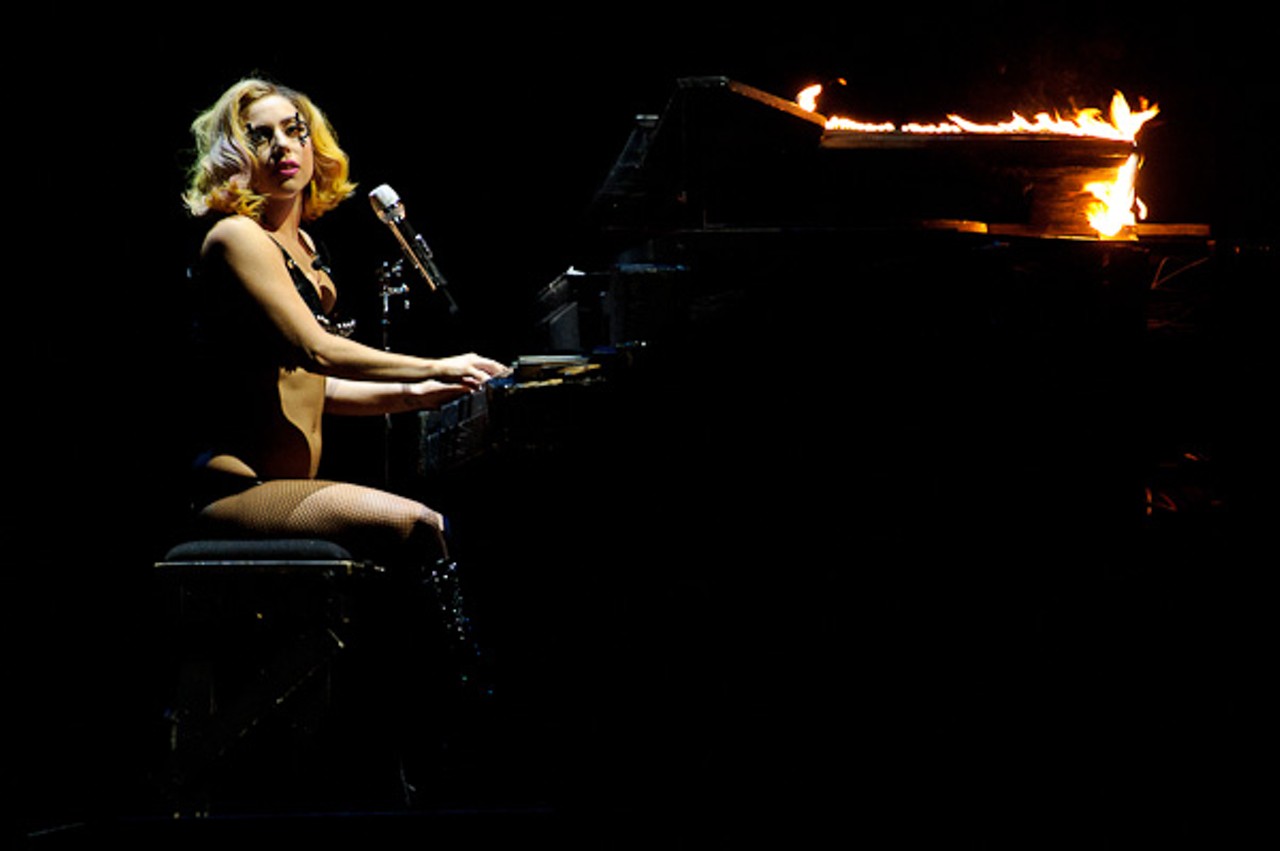 Lady Gaga performing at the Scottrade Center in St. Louis.