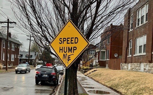Just a sign, standing in front of Gustine, asking someone to hump her.