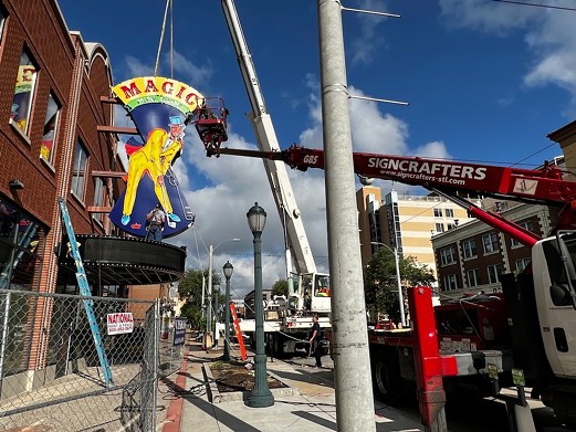 The sign is installed at Magic Mini Golf almost five years after it was first announced.