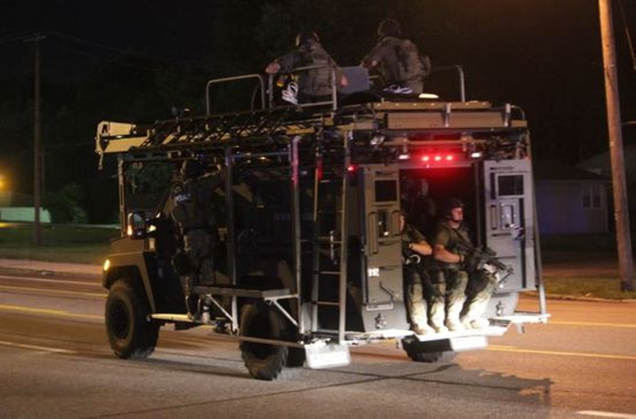 Police and SWAT forces were out in force in Ferguson on August 11, and they used armored vehicles, rubber bullets and tear gas to clear groups of protesters and pedestrians from roads, parking lots and, occasionally, residents' own backyards. Read "Police to Ferguson Bystanders: 'You Are in the Middle of a War Zone.'"