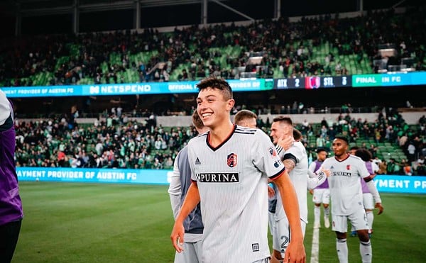 Miguel celebrating CITY’s 3-2 victory against Austin FC after his MLS debut on February 25.