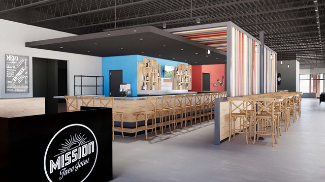A rendering of a forthcoming Mission Taco Joint in the Clayton Village Shopping Center.