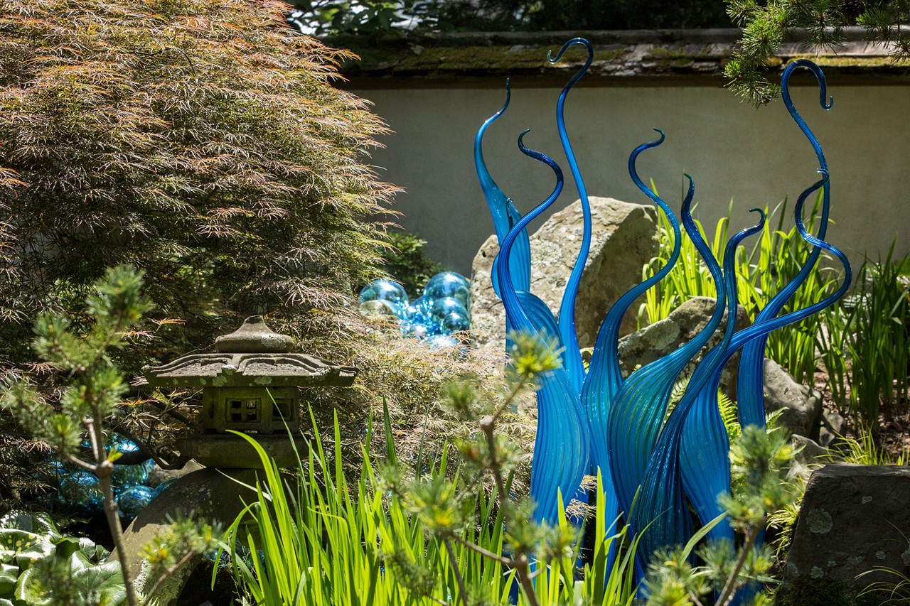 Dale Chihuly
Turquoise Marlins and Floats (detail), 2015
Atlanta Botanical Garden, installed 2016
© 2022 Chihuly Studio. All rights reserved.