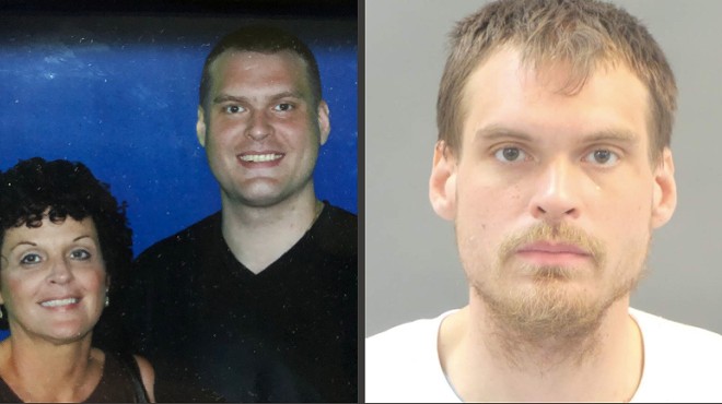 Seth Herter with his mother, Margie; Seth Herter's booking photo.