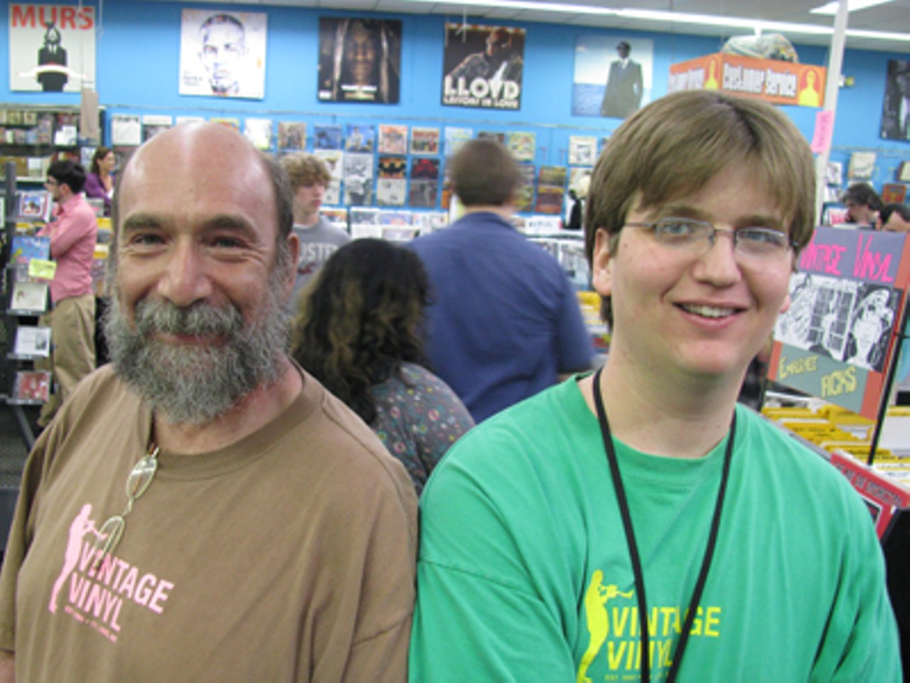 Vintage vinyl co-owner Lew Prince and his son, Sam, who works at the store.