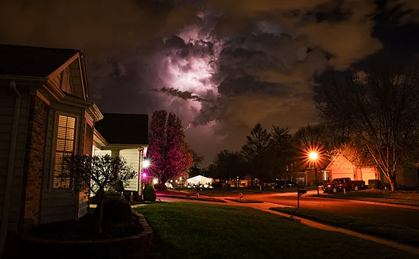 Lightning illuminates a storm cloud in Florissant on March 13, 2024.