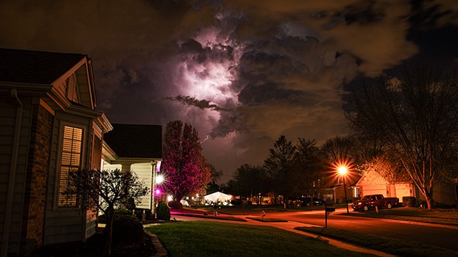 Lightning illuminates a storm cloud in Florissant on March 13, 2024.