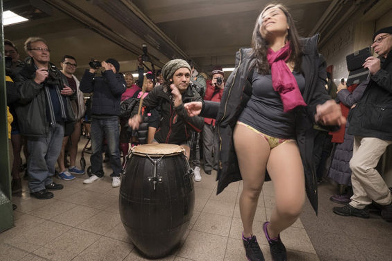 The scene in New York. See more New York No Pants Subway Ride photos. (Photo by Rob Menzer.)