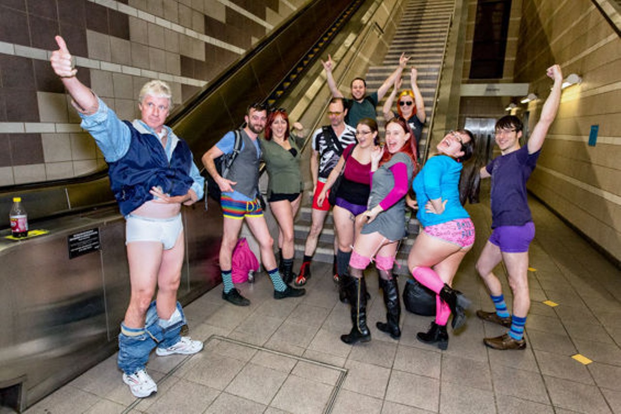 It's a Sunday in January, so that must mean it's time for the people of Dallas to not wear pants on public transport, as part of a nationwide day of refusing to conform to usual leg-covering conventions. See more Dallas No Pants DART Ride 2014 photos. Photo by Ed Steele.