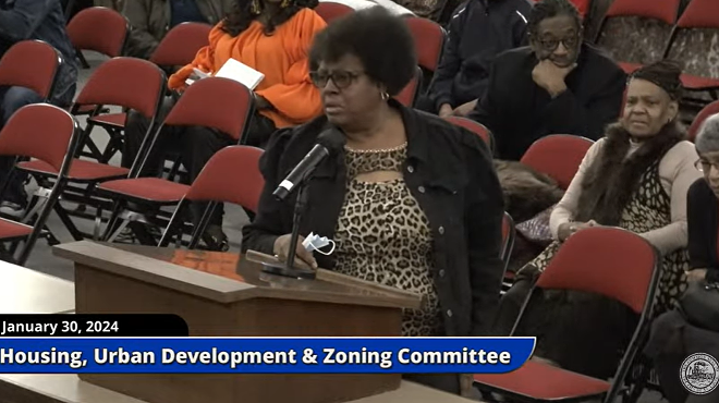 Ernestine Stewart airs her frustration with developer Paul McKee at a meeting on January 30, 2024.