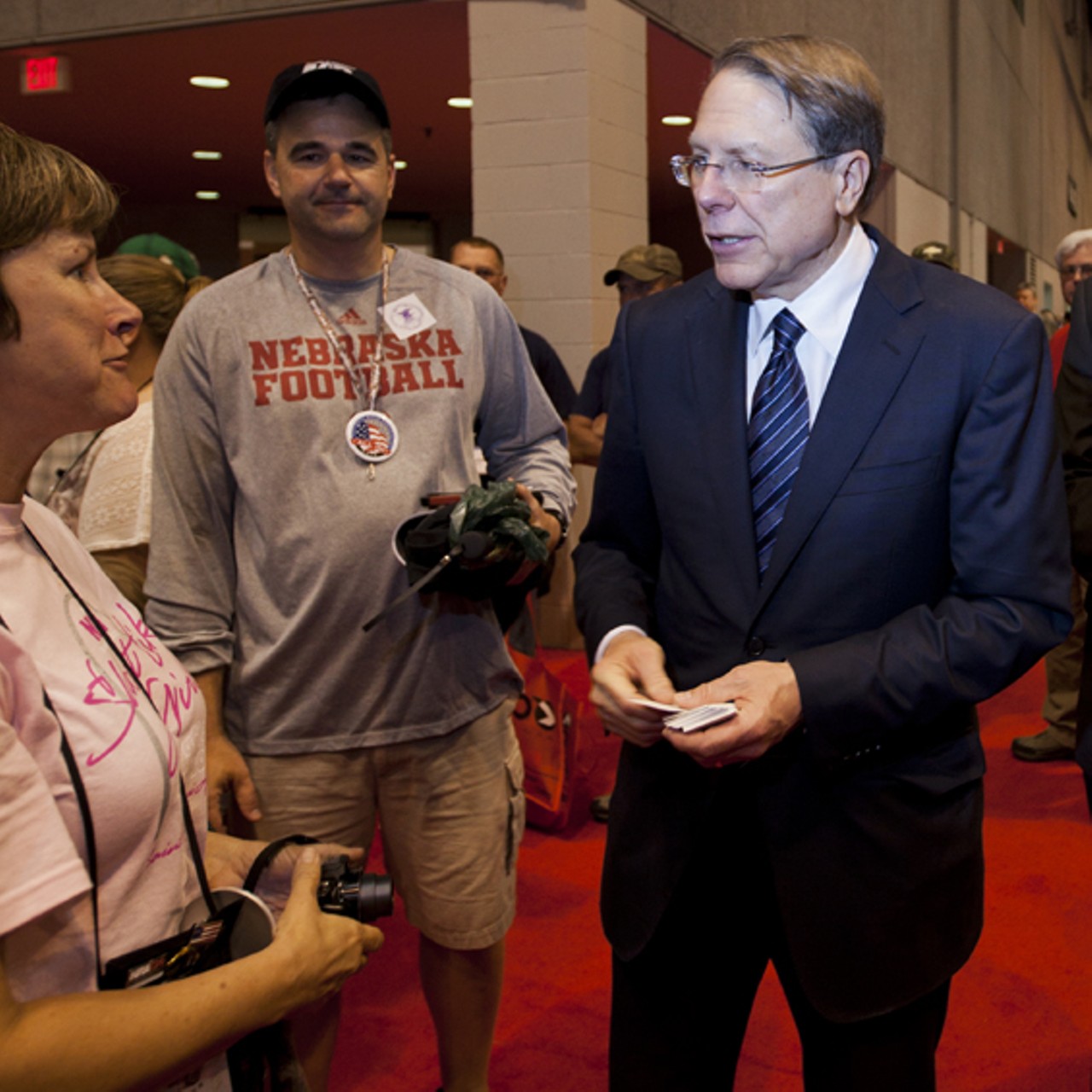 NRA CEO and Executive Vice President, Wayne LaPierre on the convention floor greeting members.