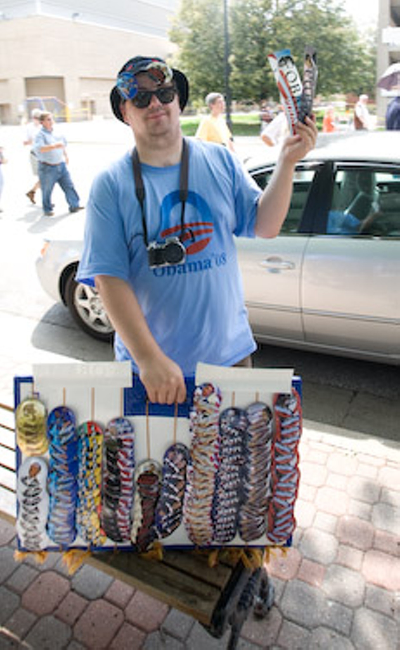 The streets of Springfield were filled with Obama merchandise vendors, many of whom were not affiliated with the campaign.