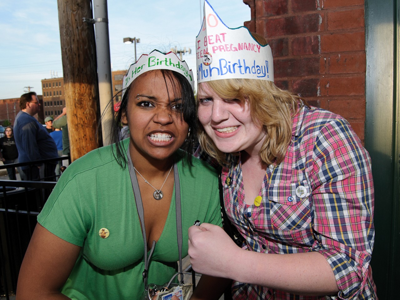 First in line (at 1:00 p.m.), Mariel Wilding and Jennifer Pierce were celebrating birthdays as well as a concert.
