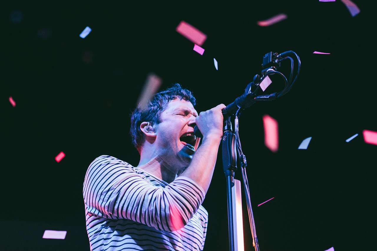 OK Go vocalist Damian Kulash performing at The Pageant in St. Louis on April 4, 2015.