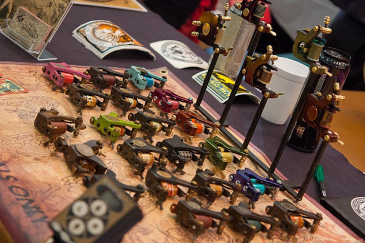 Some tattoo artists also created tattoo guns to sell at the show.