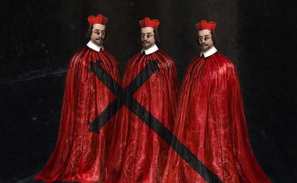 A costume rendering of the Cardinals who persecute the eponymous hero in Galileo Galilei, which opens at Opera Theatre of St. Louis on June 15.