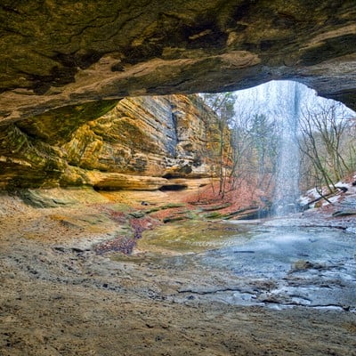 Starved Rock State Park    2668 E. 875th Rd.     Oglesby, IL 61348    Estimated drive time: 3 hours, 18 minutes (Directions here)        Not far from Garden of the Gods is Starved Rock State Park. Here you'll have eighteen canyons to explore, such as LaSalle Canyon (pictured). Also close are Illinois' 30-mile long Pomona natural bridge, the Little Grand Canyon and Giant City State Park. Photo courtesy of Flickr / Judd McCullum.