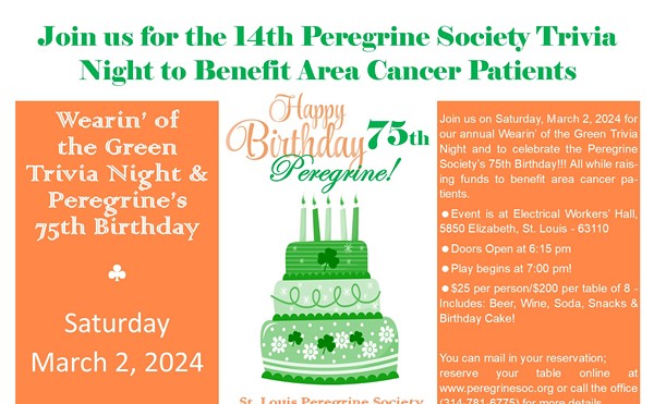 Peregrine Society Trivia Night to Benefit Area Cancer Patients