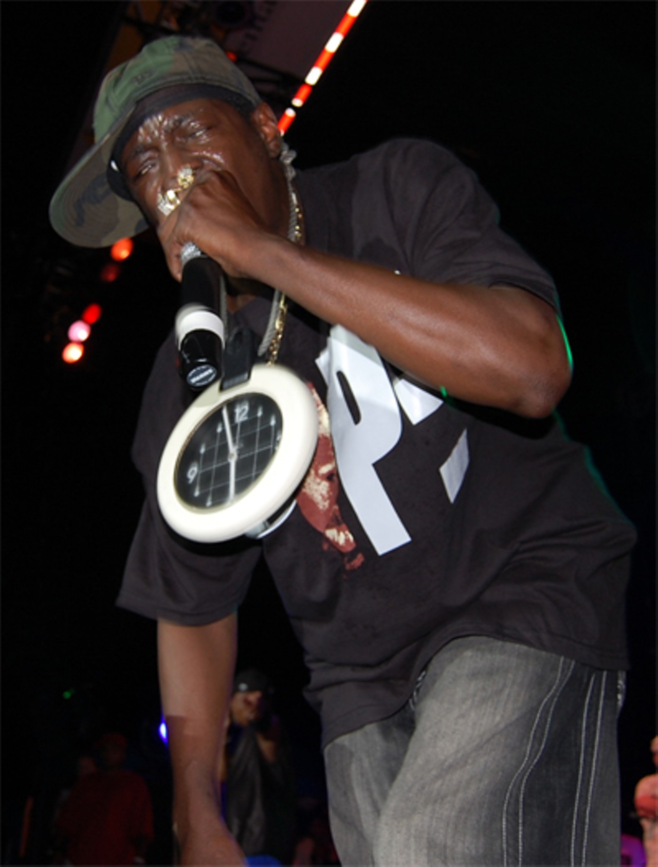Flavor Flav of Public Enemy performs on Friday night.